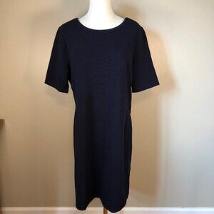 NWT Mario Serrani Italy Pullover Short Sleeve Midnight Navy Dress Size L
